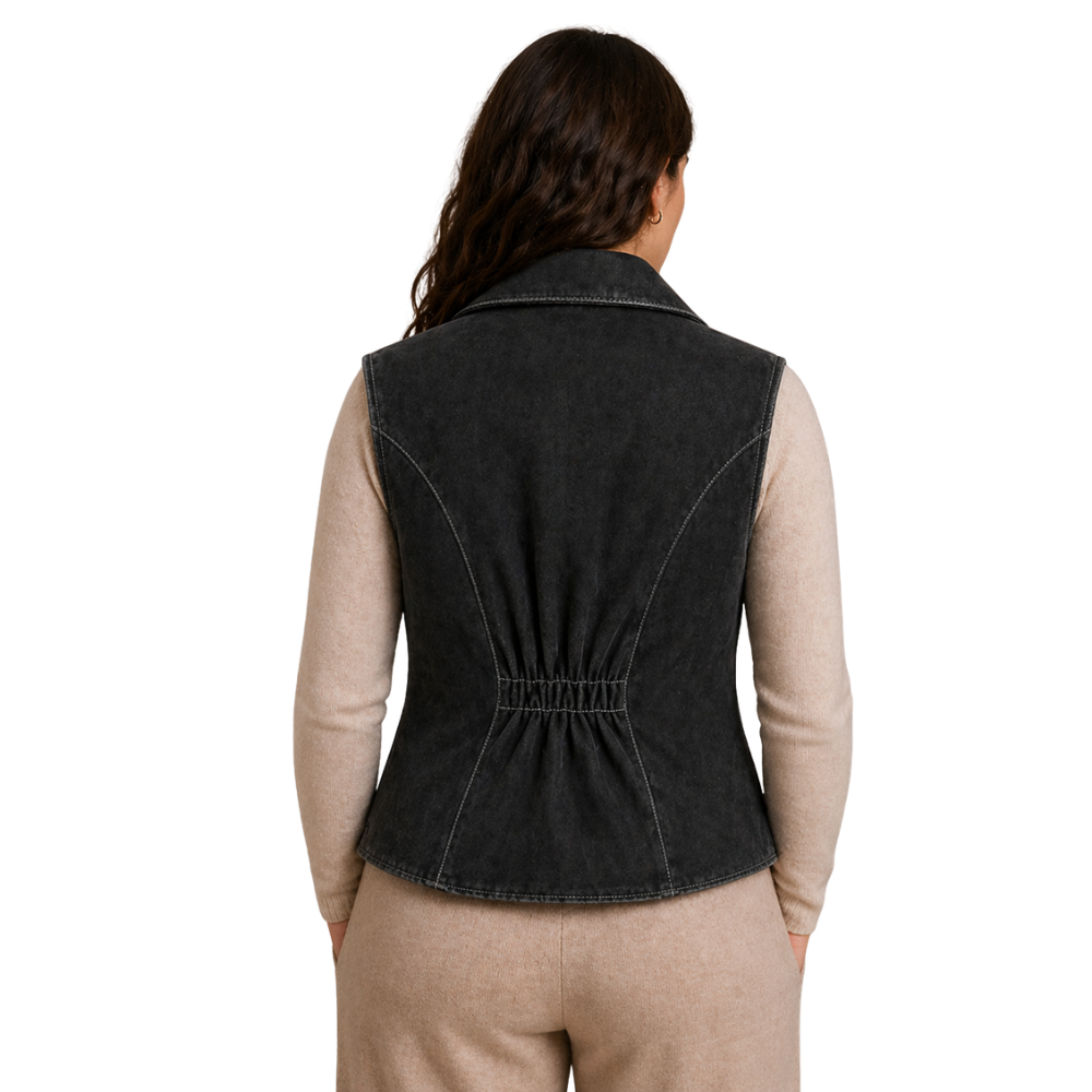 stylish MIA Classic black suede vest for women