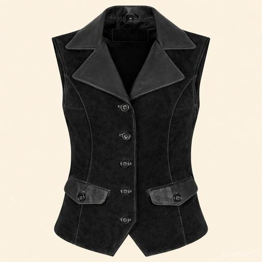 MIA Classic ladies black suede leather vest