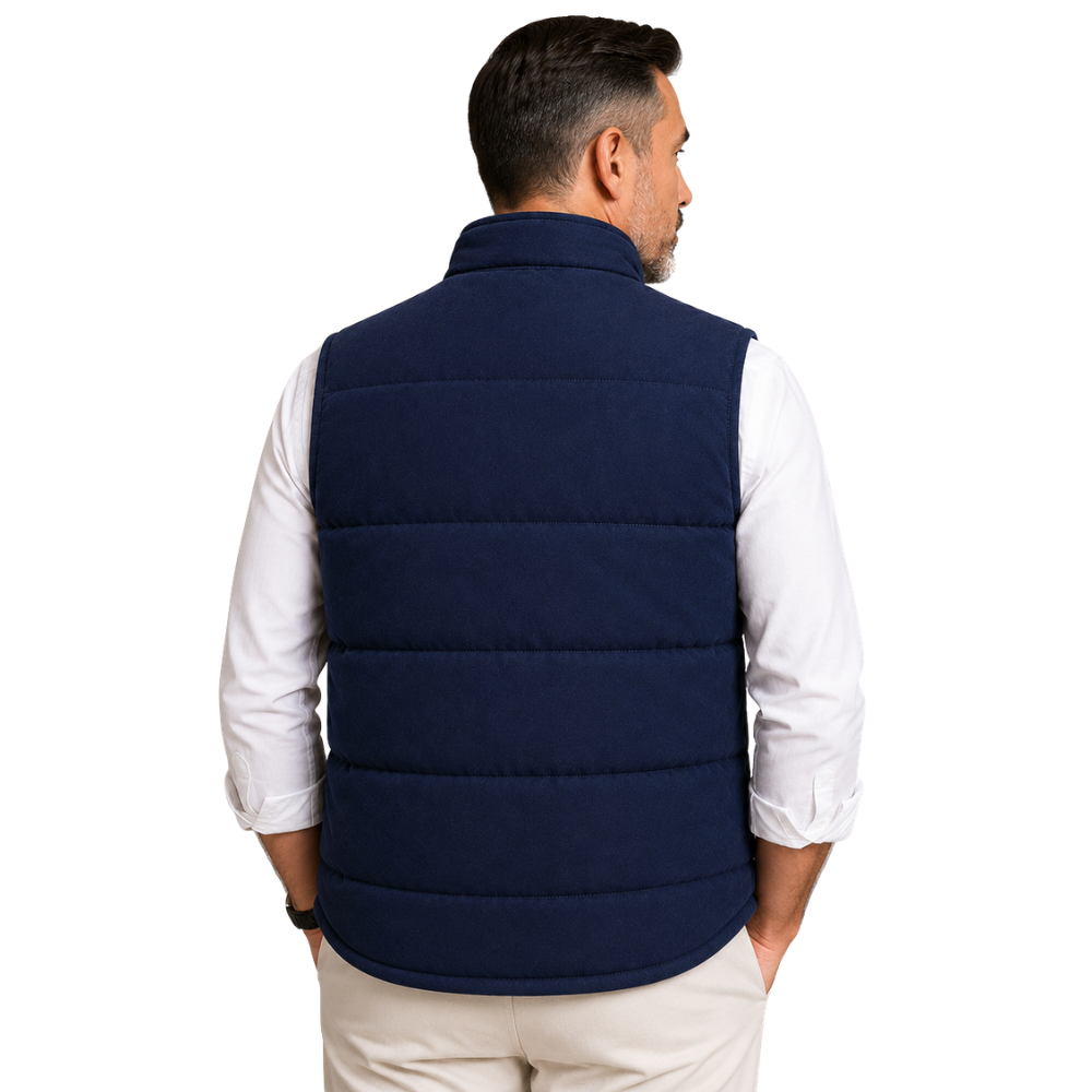 Quilted navy winter vest for men