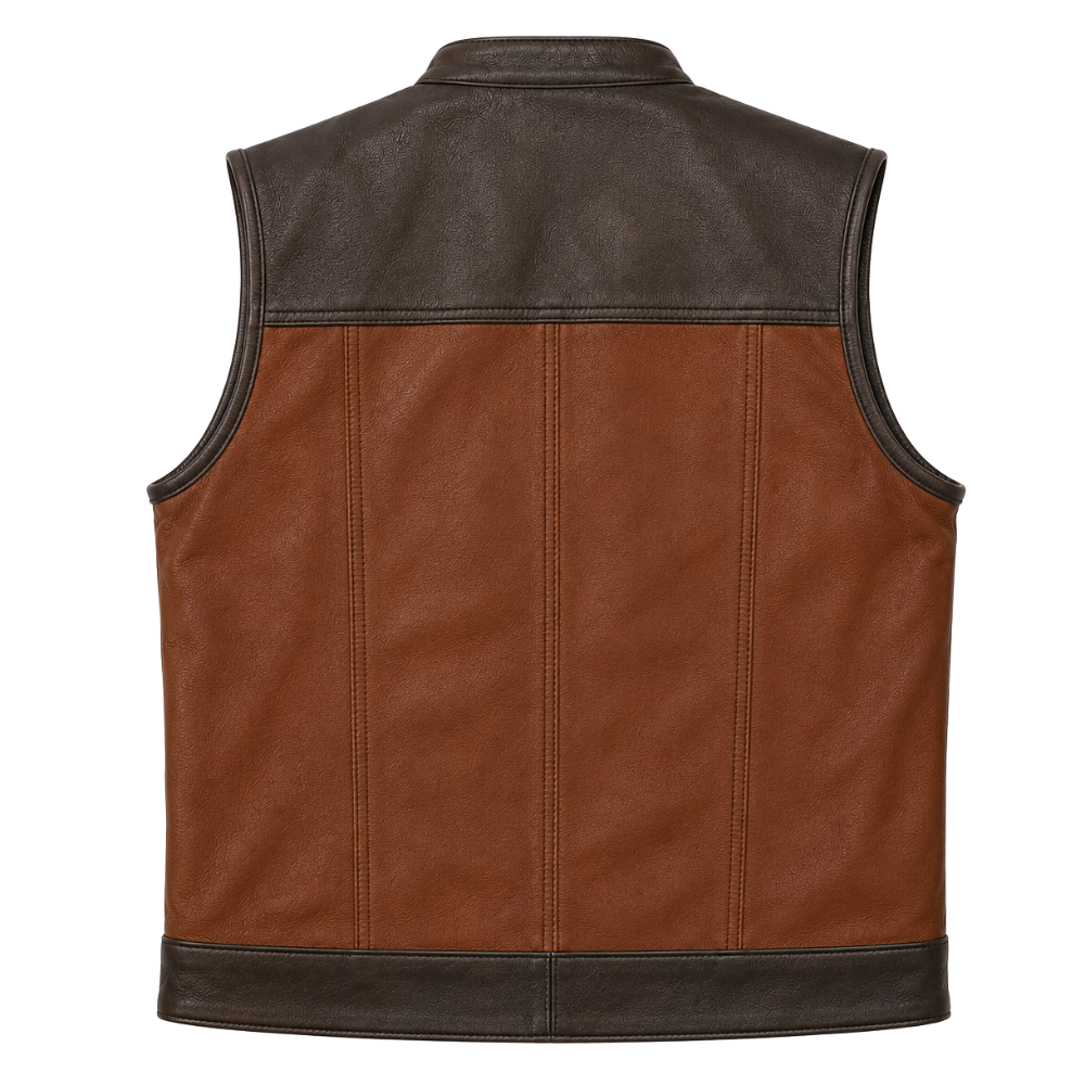 Sleeveless sheepskin leather biker vest for riders