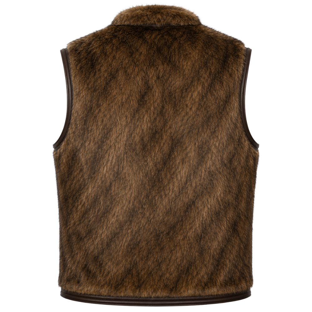 Men’s rugged shearling waistcoat with zipper closure