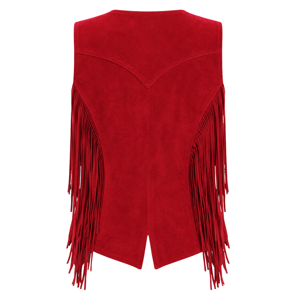 Red cowgirl suede tassel vest design