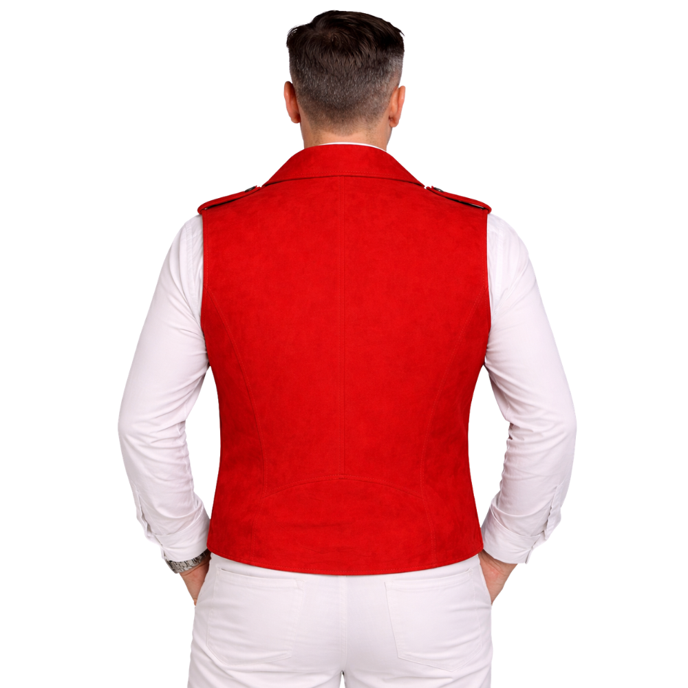 red suede biker motorcycle vest for men leather style