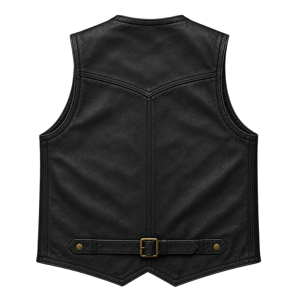 Men’s rugged biker vest with snap buttons