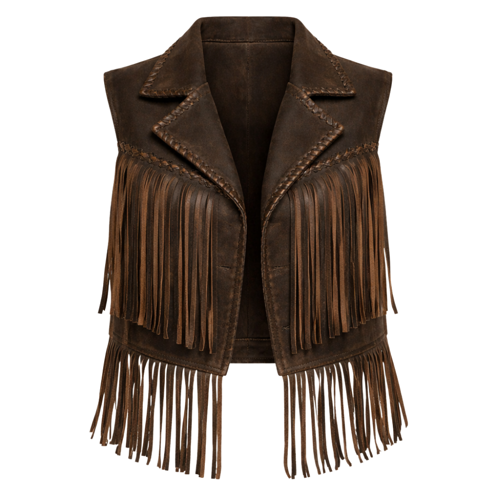 premium brown leather vest for women Scully Starling design