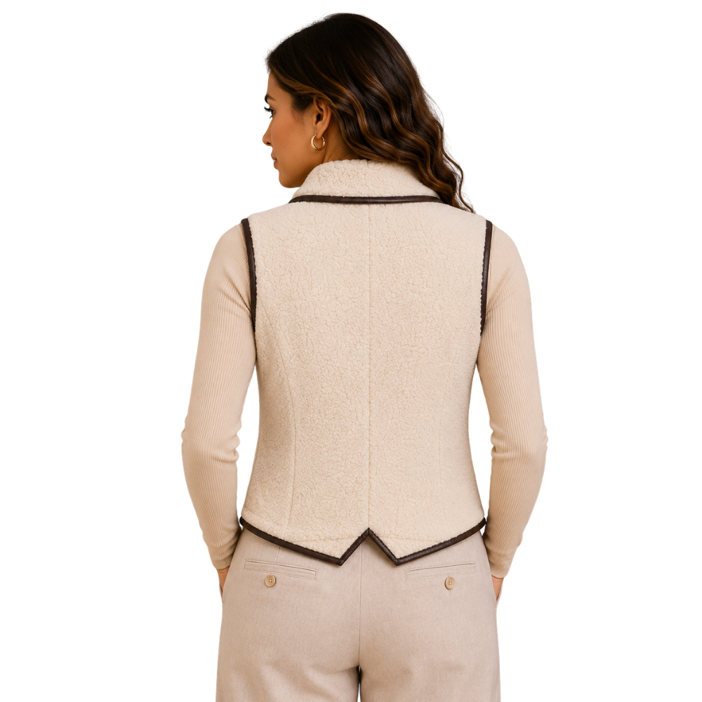 Elegant sherpa-style wool waistcoat for women