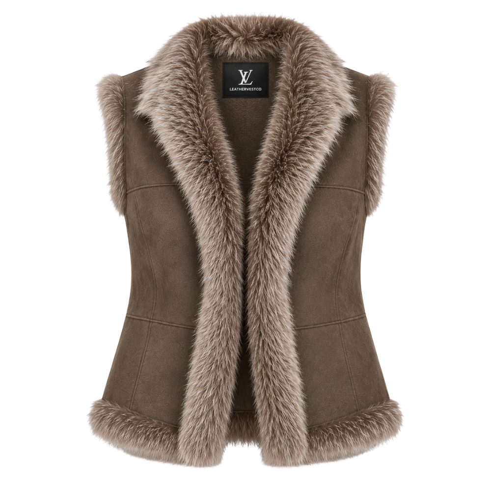 Stylish women’s winter layering vest with fur