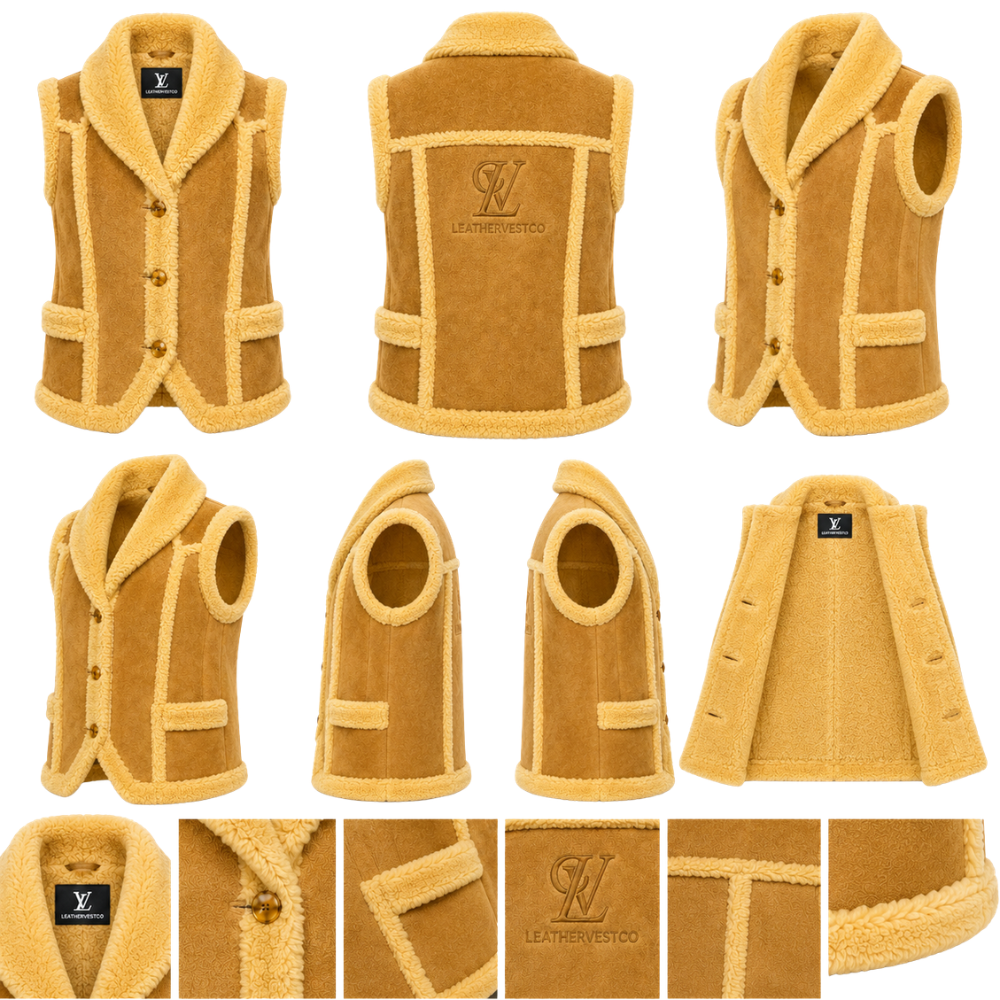 Warm shearling-lined winter fashion vest