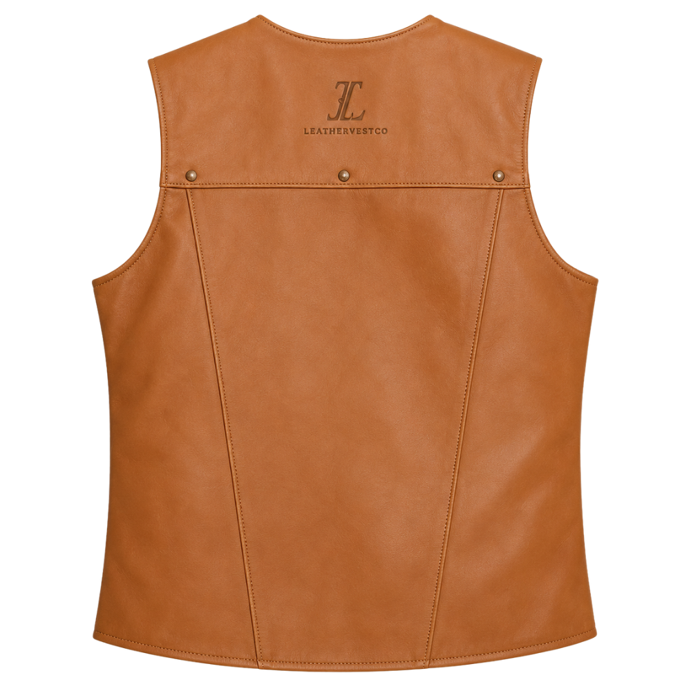 Premium western leather vest with snap buttons