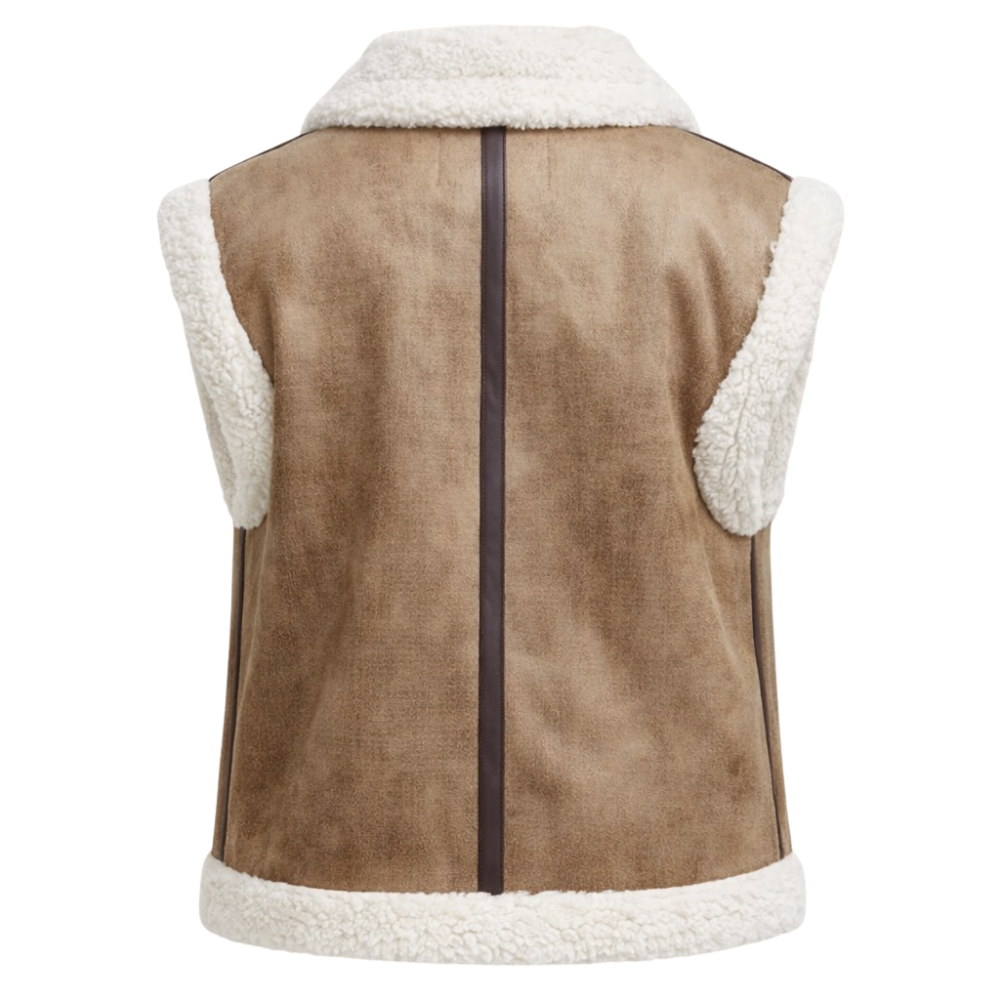 Women’s tailored suede vest with zip closure and soft lining