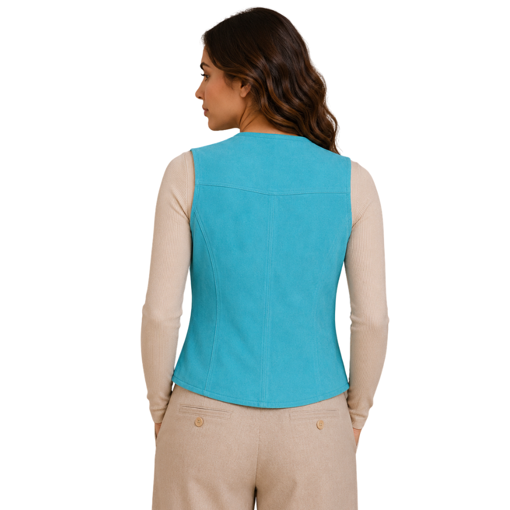 Turquoise suede cowgirl vest for women