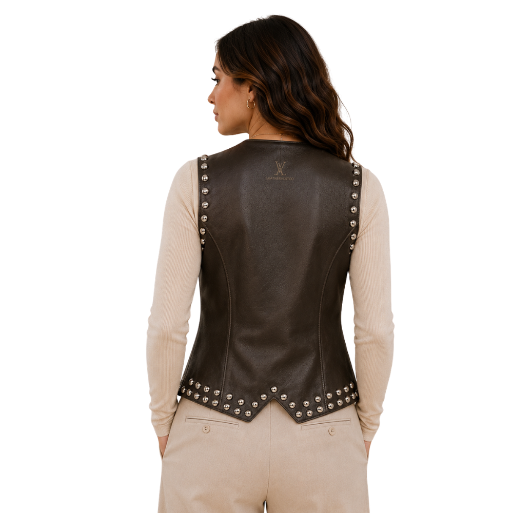 Vintage cowgirl biker waistcoat for women