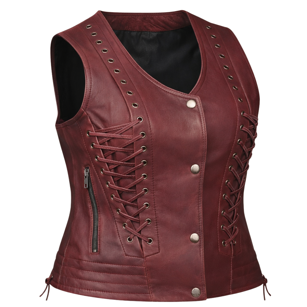 premium womens brown lambskin vest soft leather design