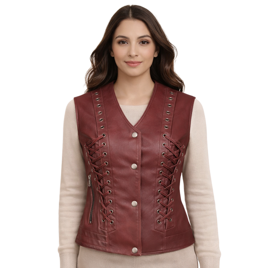 Wicked Tread ladies brown lambskin leather vest