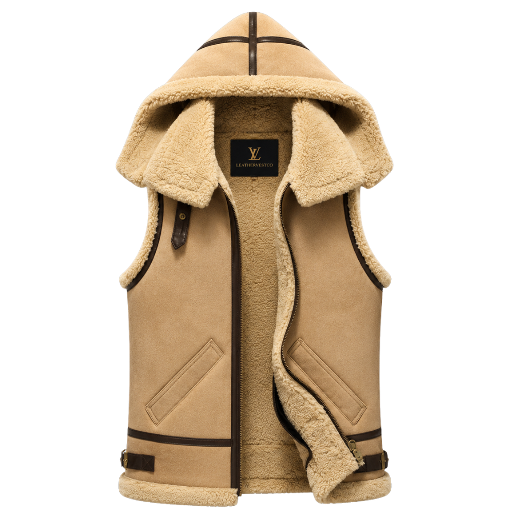 Premium suede leather winter vest for men