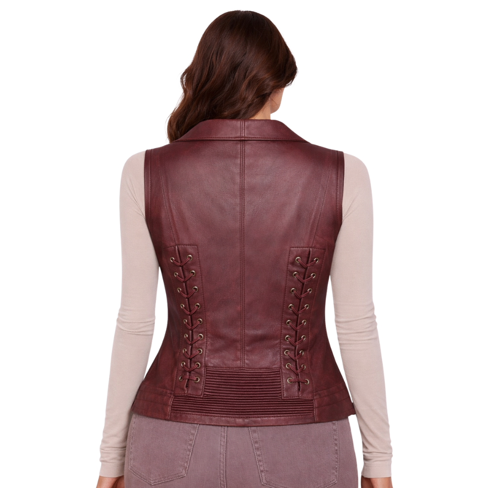 womens brown lambskin leather vest Wicked Tread