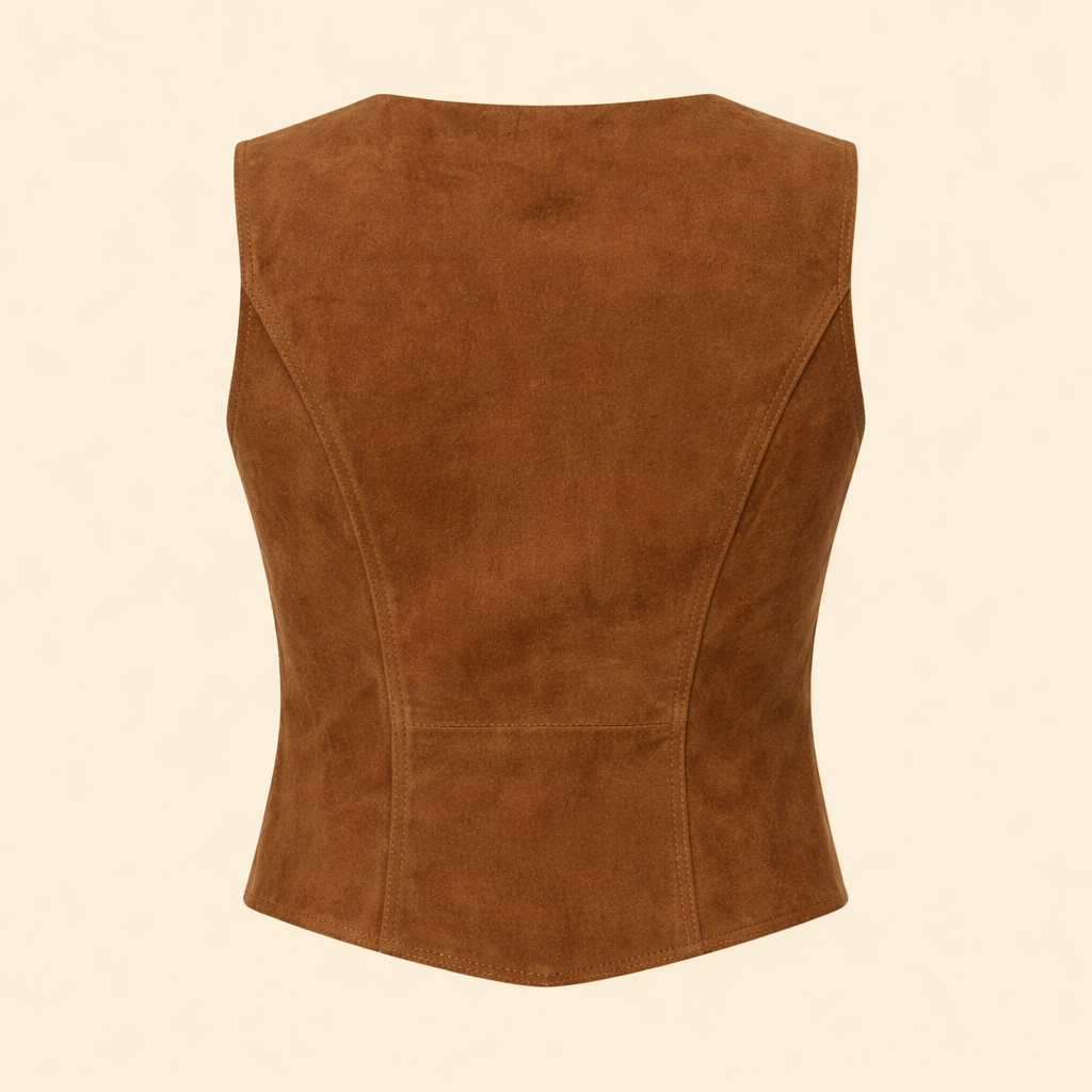 Brown western suede leather vest women
