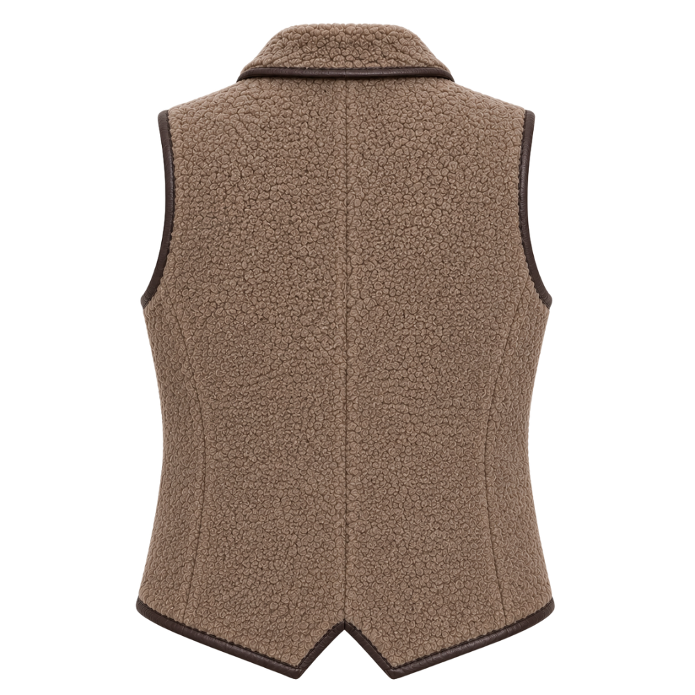 Elegant sleeveless wool vest in taupe