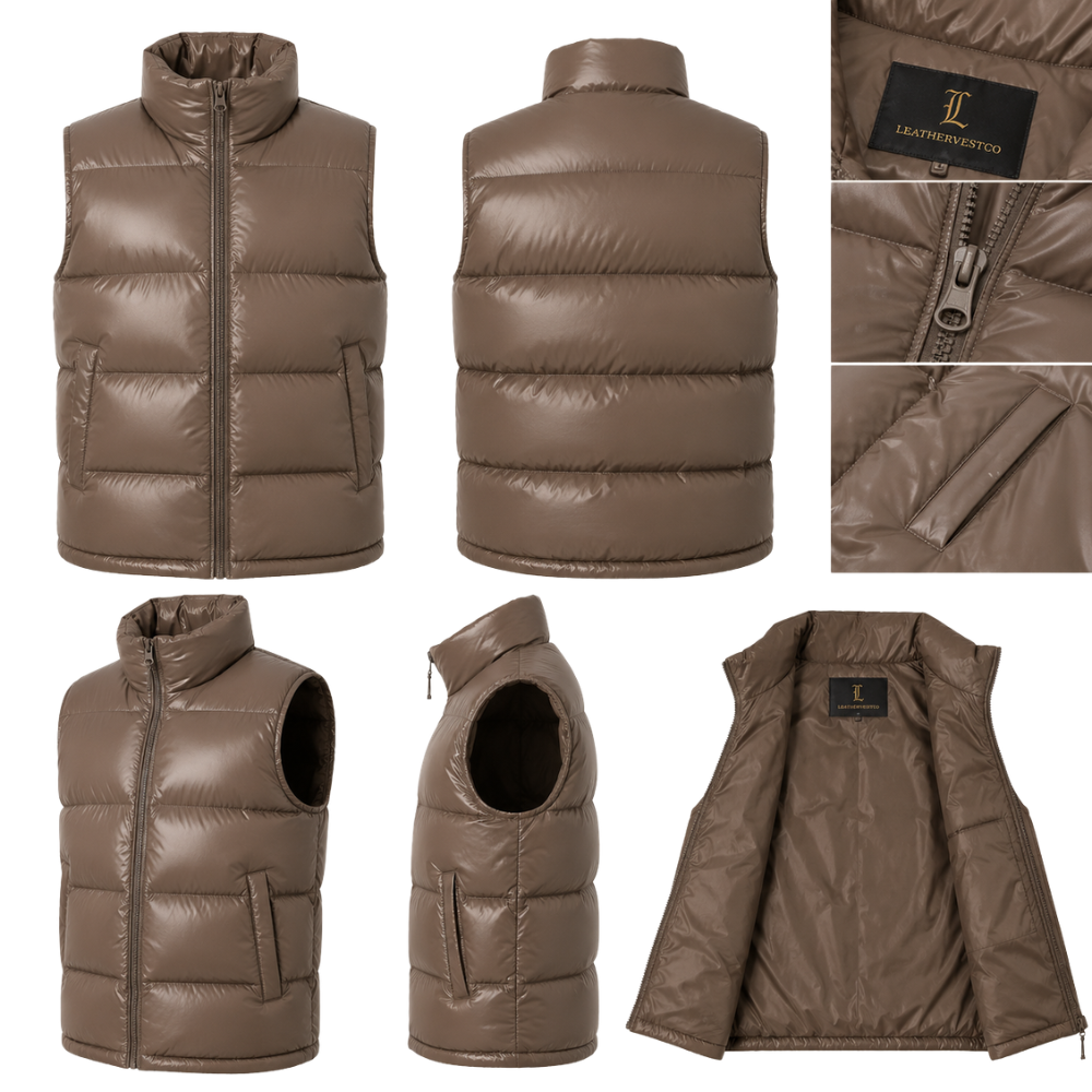 Women's casual winter puffer vest with front zipper