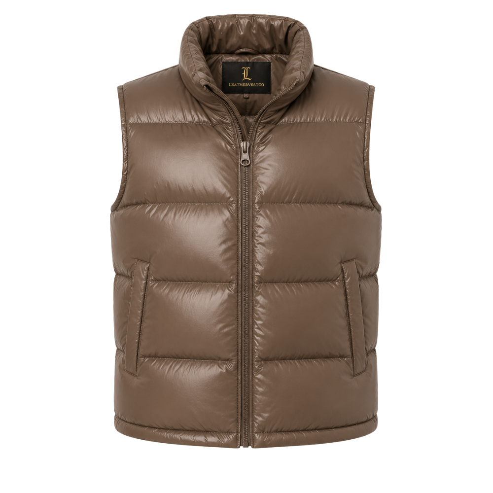 Lightweight women's puffer vest with side pockets