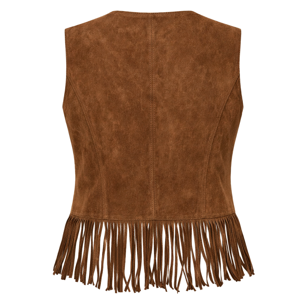 classic womens brown fringe leather vest western fashion