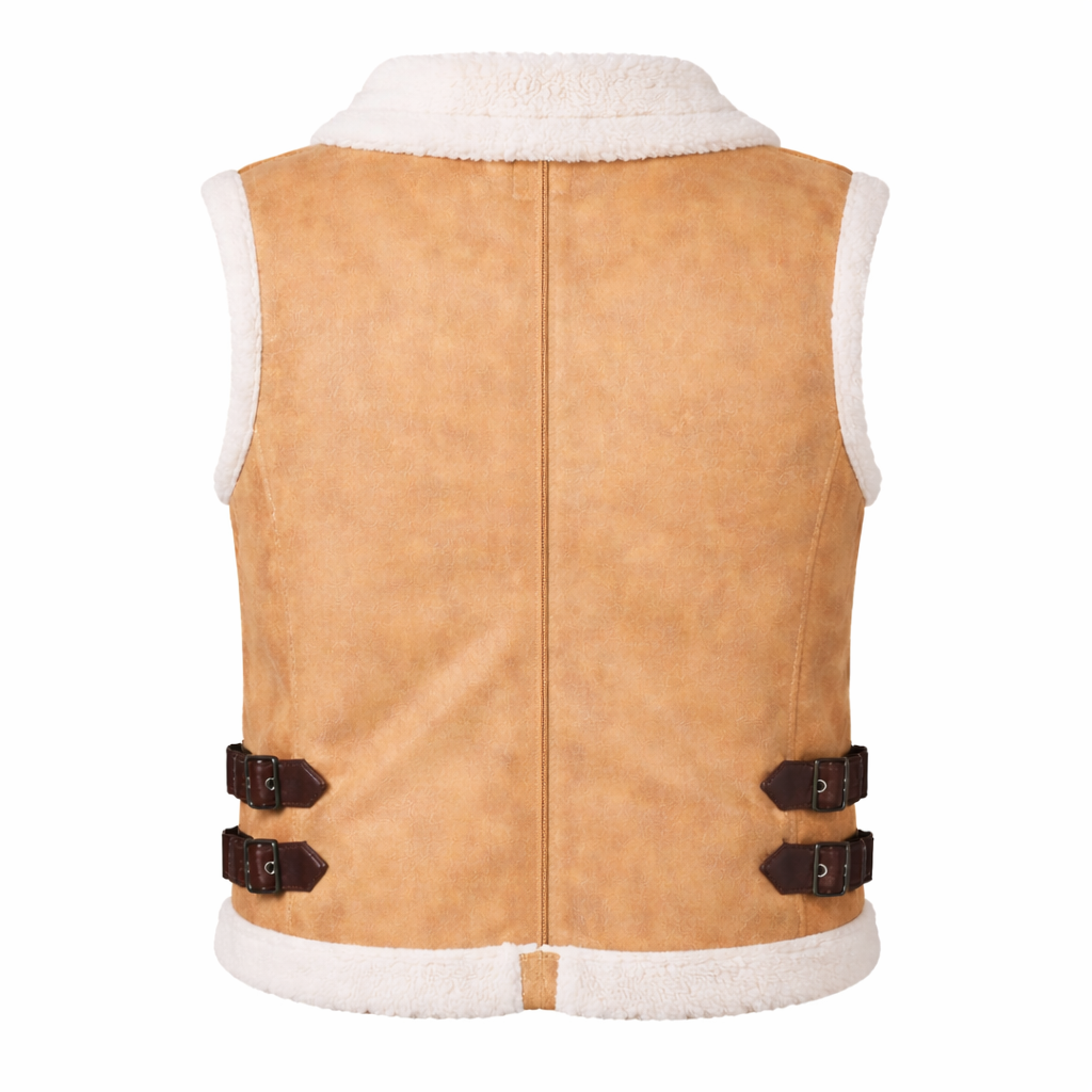 Warm sheepskin winter vest women